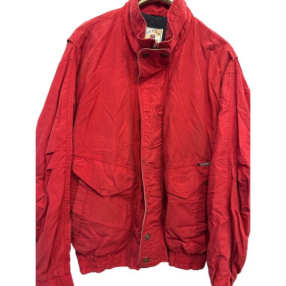 Vtg 80s/90s Cutter & Buck Red bomber jacket, retro outdoors, pockets snaps - Picture 4 of 8